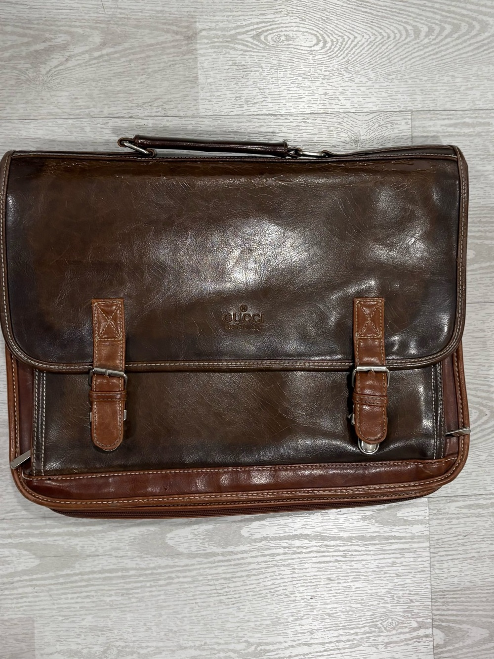 Gucci Brown Leather Briefcase / Messenger Bag